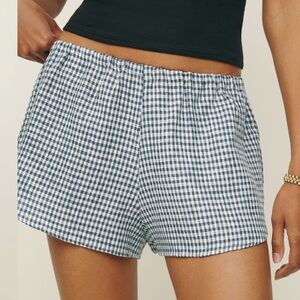 NWT Reformation Tillie Linen Short Size S Slate Check